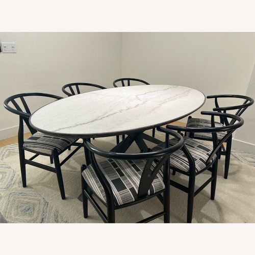 Used Arhaus Meridian Marble Table Set for sale on AptDeco