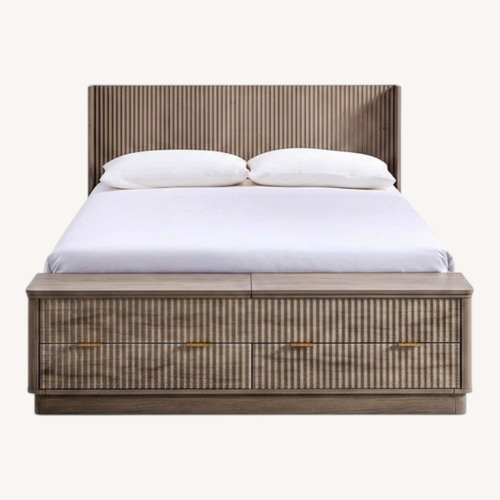 Used Amazon T4TREAM Fluted Queen Bed Headboard & Storage for sale on AptDeco