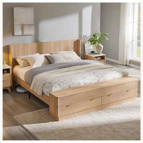 Used Amazon T4TREAM Fluted Queen Bed Headboard & Storage for sale on AptDeco