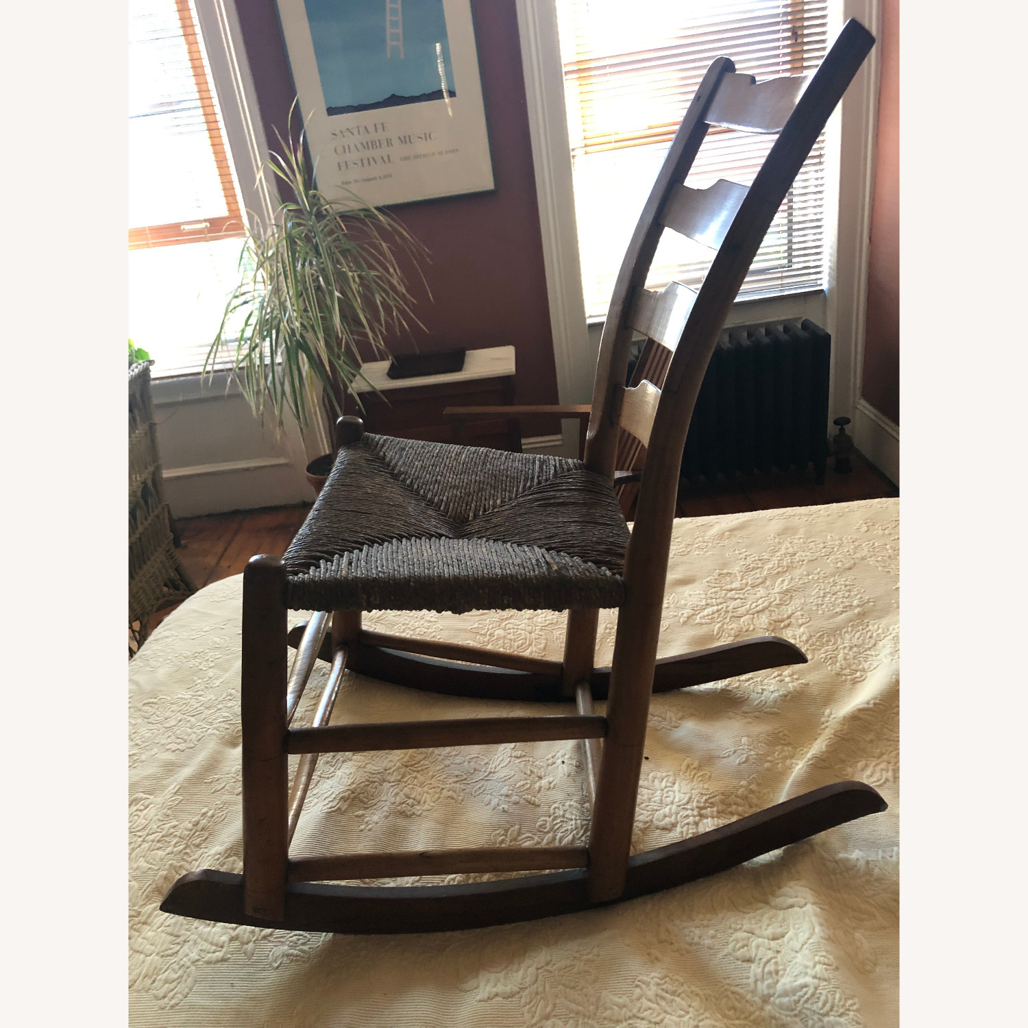 Vintage Ladderback Rush-Seat Rocking Chair - image-2