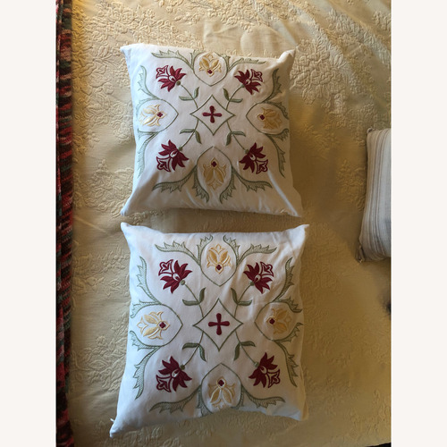Used Pottery Barn Embroidered Cotton Throw Pillows for sale on AptDeco