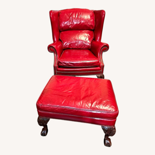 Used Vintage/Antique Red Leather Chaise Lounge for sale on AptDeco