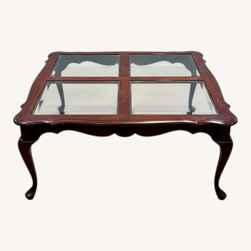 Used Pennsylvania House Cherry Glass Top Coffee Table for sale on AptDeco