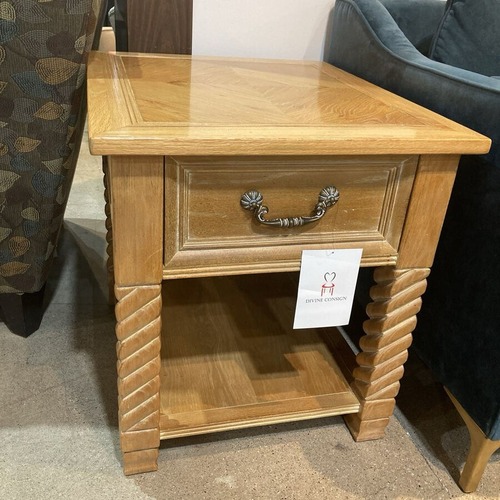 Used Bookmatched Parquet Top 1-Drawer Nightstand for sale on AptDeco