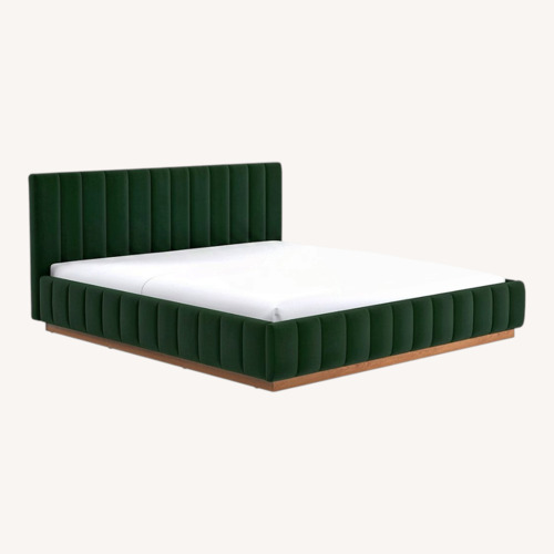 Used CB2 Green Forte King Channeled Bed for sale on AptDeco