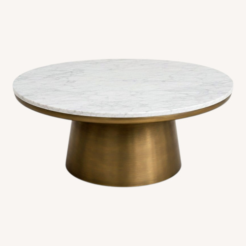 Used West Elm Pedestal Gold Marble Coffee Table for sale on AptDeco