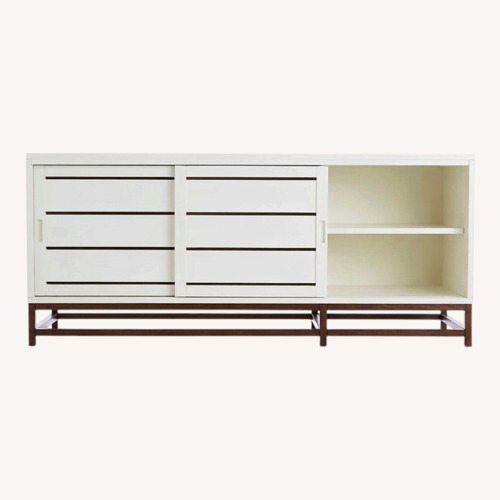 Used Crate & Barrel Clapboard White Wood Media Storage for sale on AptDeco