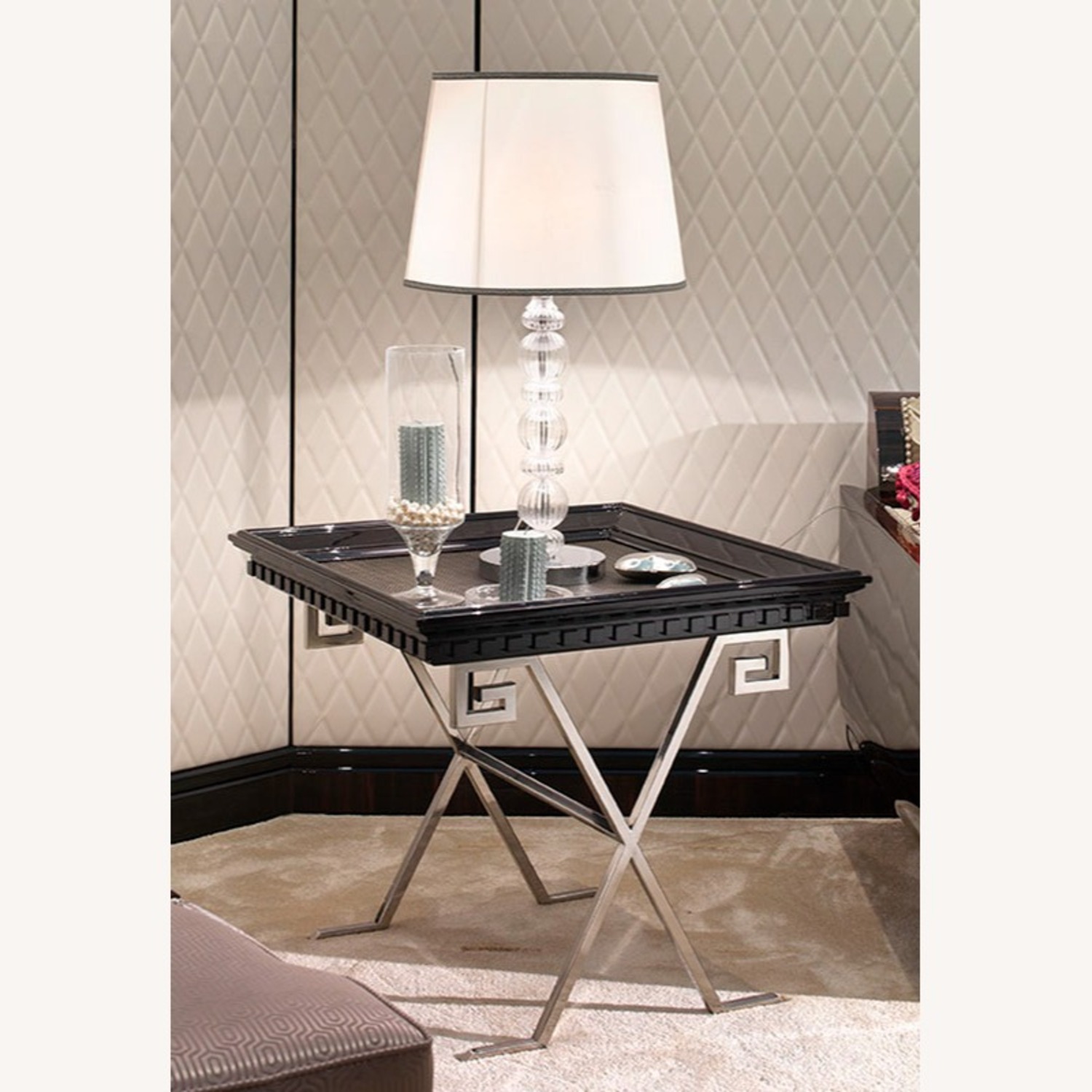 Francesco Molon Black Metal Side Table - image-1