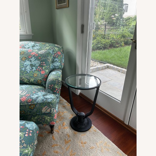 Used Pottery Barn Black Glass/Metal Side Table for sale on AptDeco