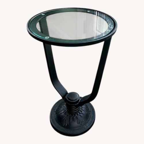 Used Pottery Barn Black Glass/Metal Side Table for sale on AptDeco