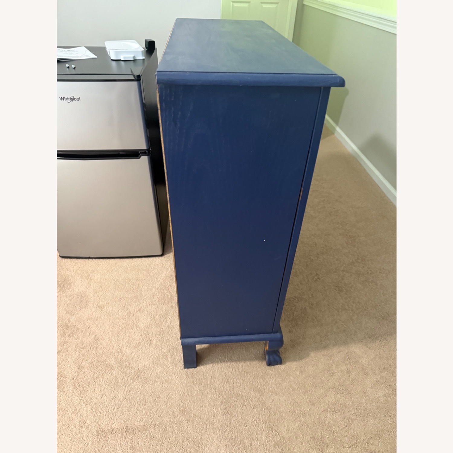 Dark Blue Wooden Bookshelf 3 Adjustable Shelves - image-2