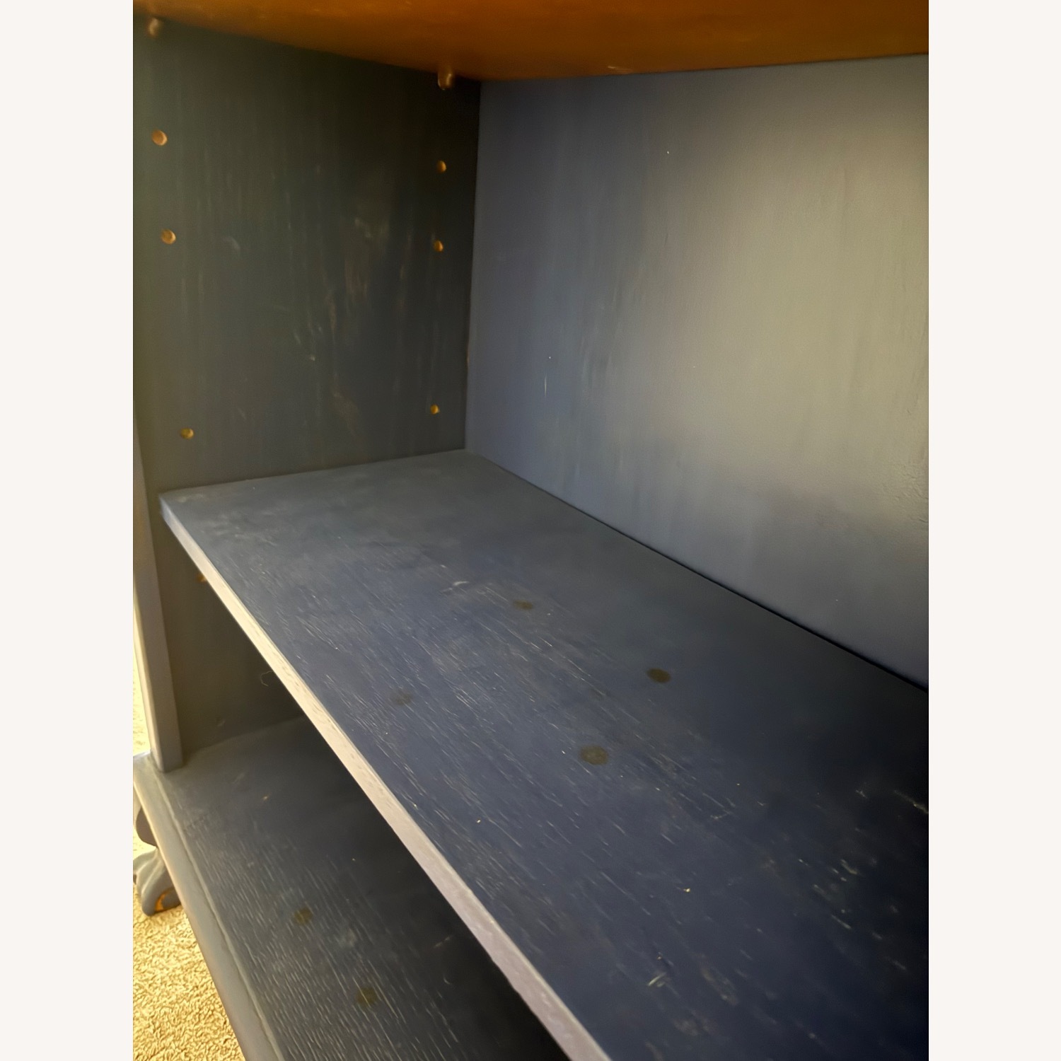 Dark Blue Wooden Bookshelf 3 Adjustable Shelves - image-10