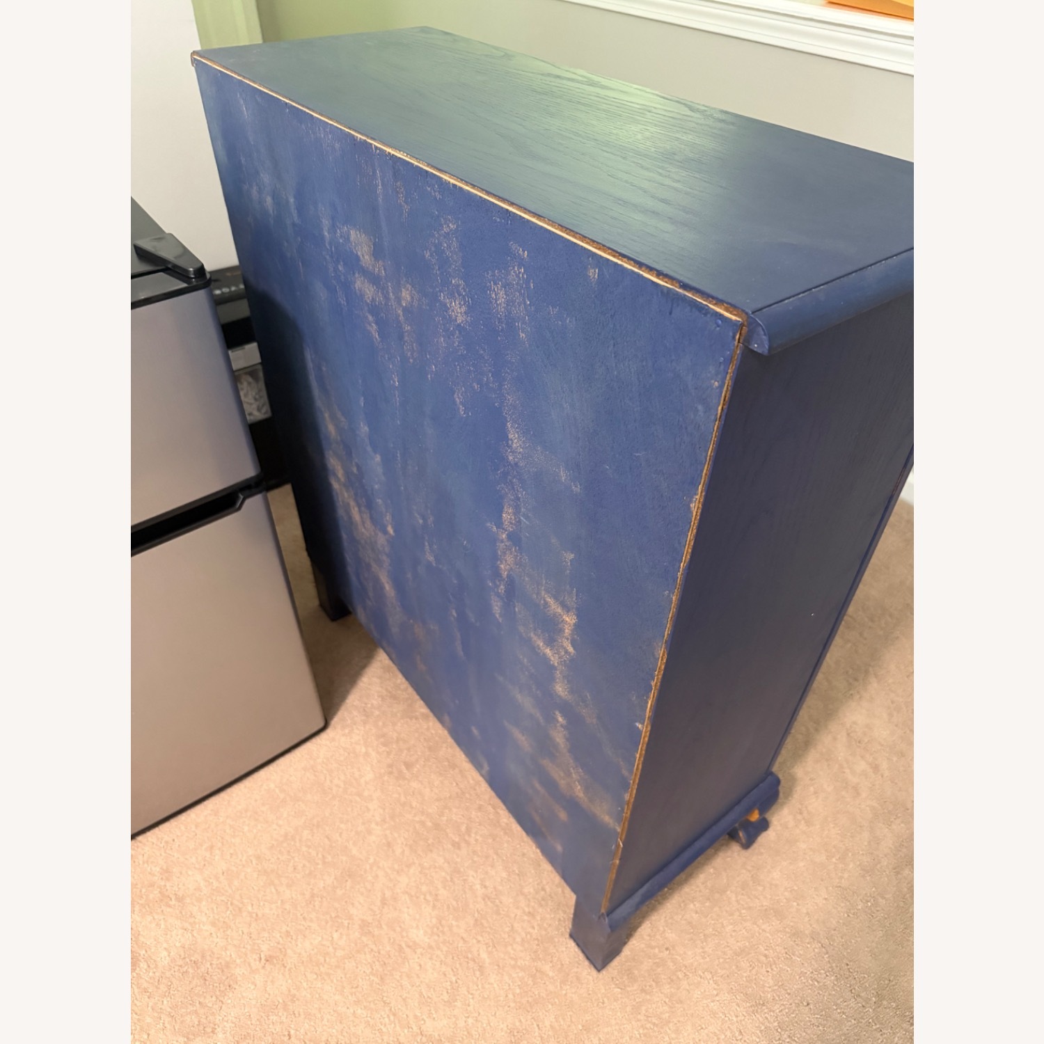 Dark Blue Wooden Bookshelf 3 Adjustable Shelves - image-4