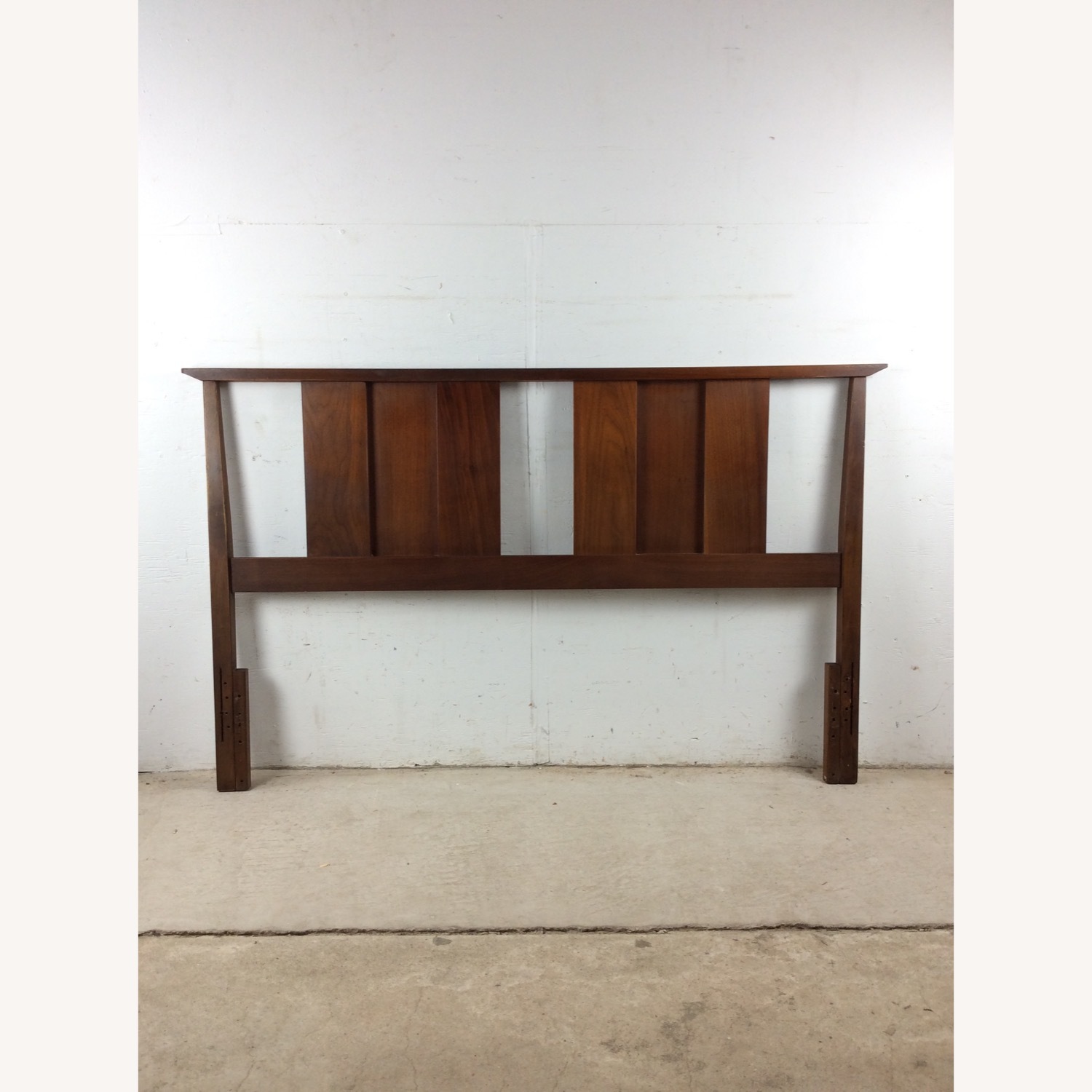 Mid Century Walnut Headboard with Turned Wood - image-1
