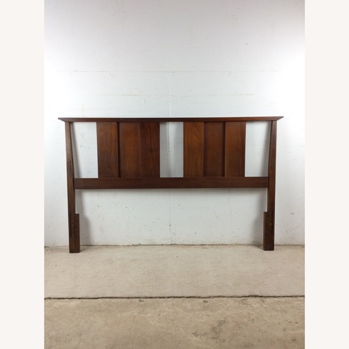 Used Mid Century Walnut Headboard with Turned Wood for sale on AptDeco