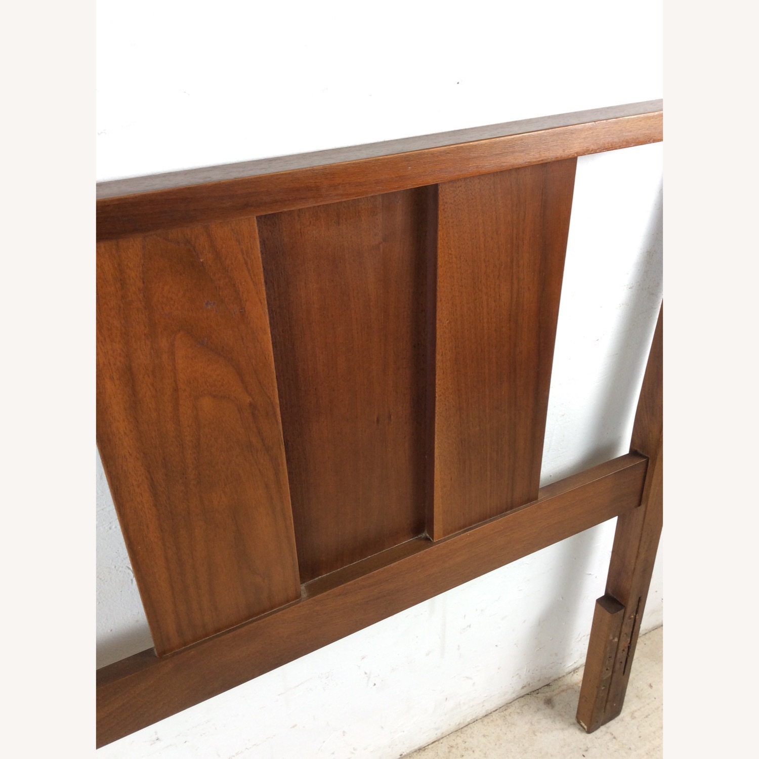 Mid Century Walnut Headboard with Turned Wood - image-9