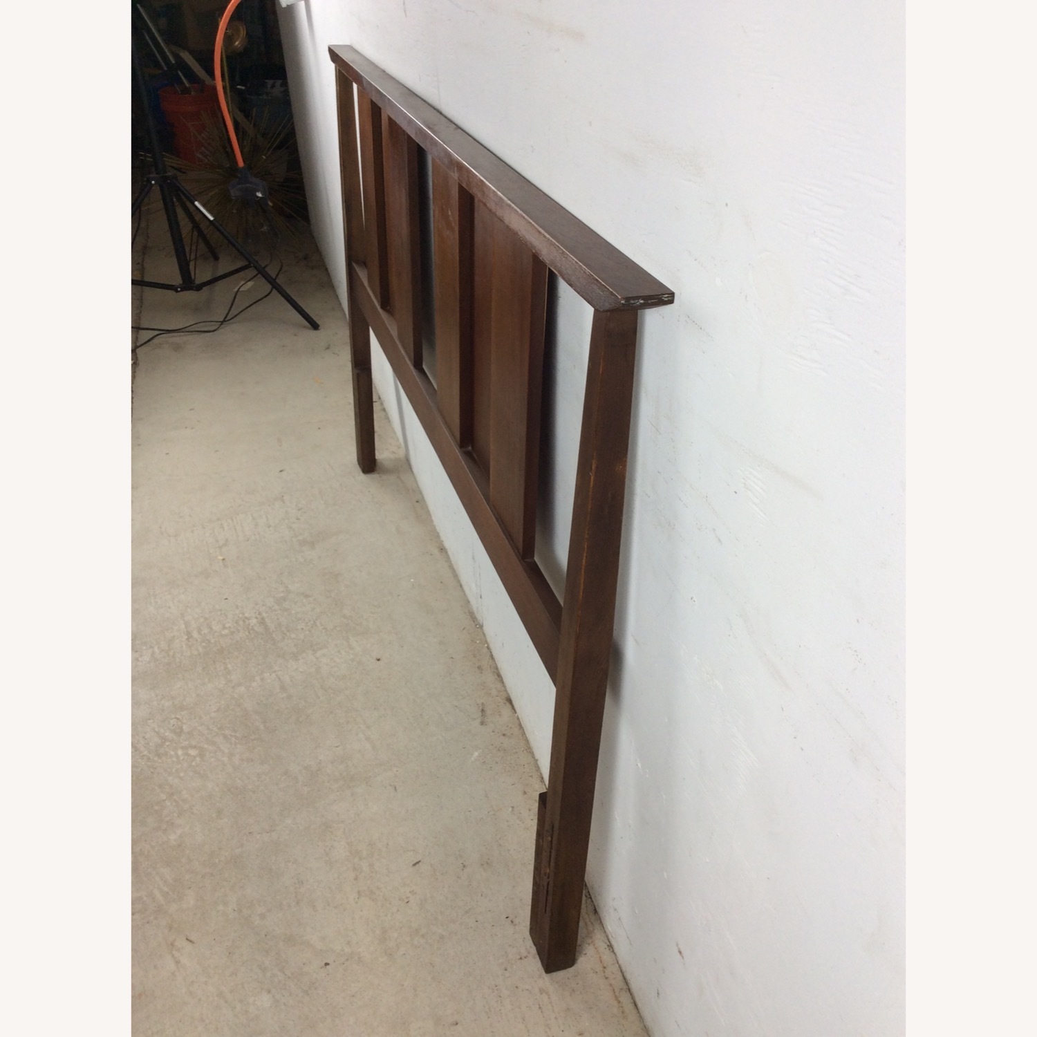 Mid Century Walnut Headboard with Turned Wood - image-17