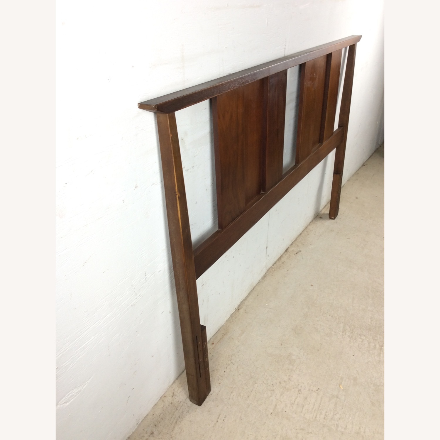 Mid Century Walnut Headboard with Turned Wood - image-14