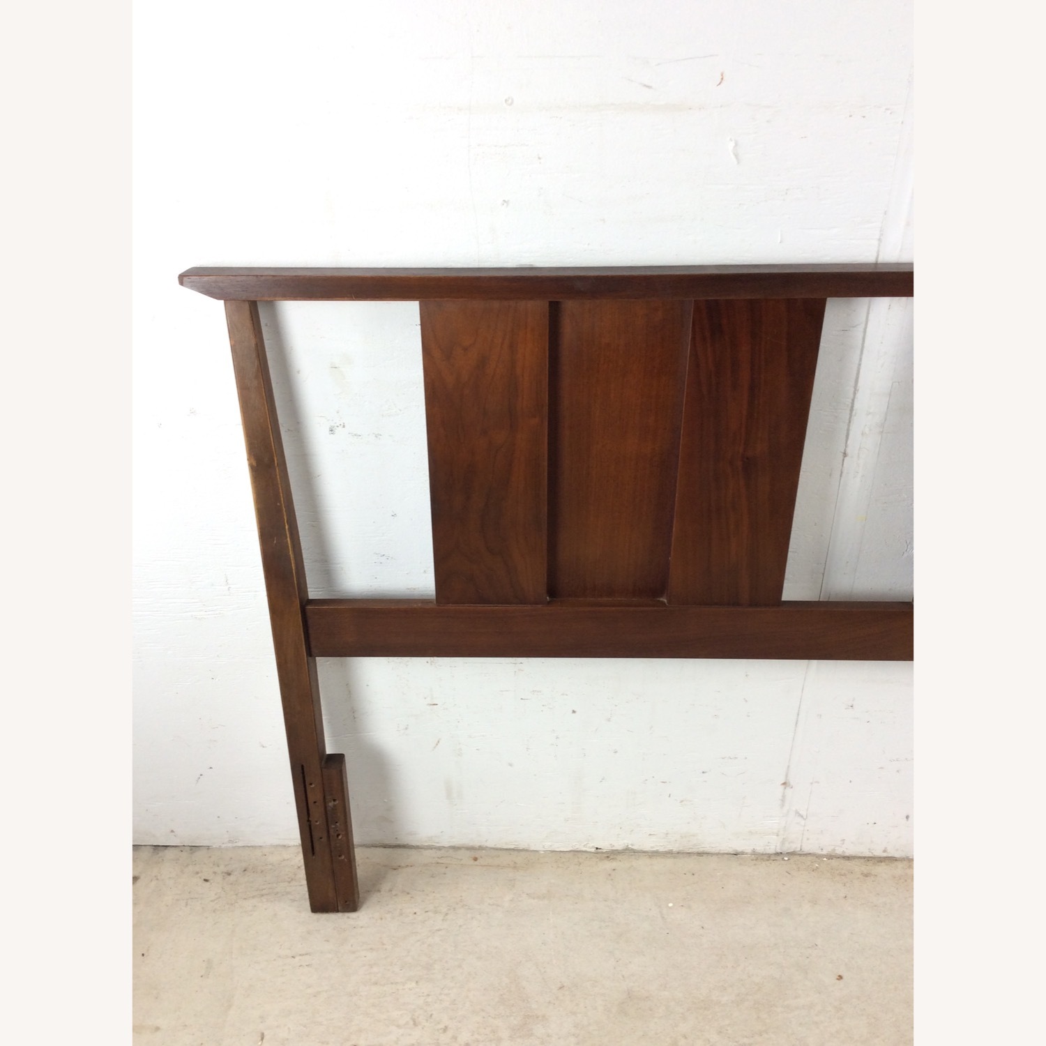 Mid Century Walnut Headboard with Turned Wood - image-3