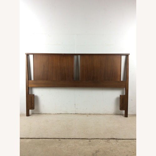 Used Mid Century Walnut Full Headboard with Turned Wood for sale on AptDeco