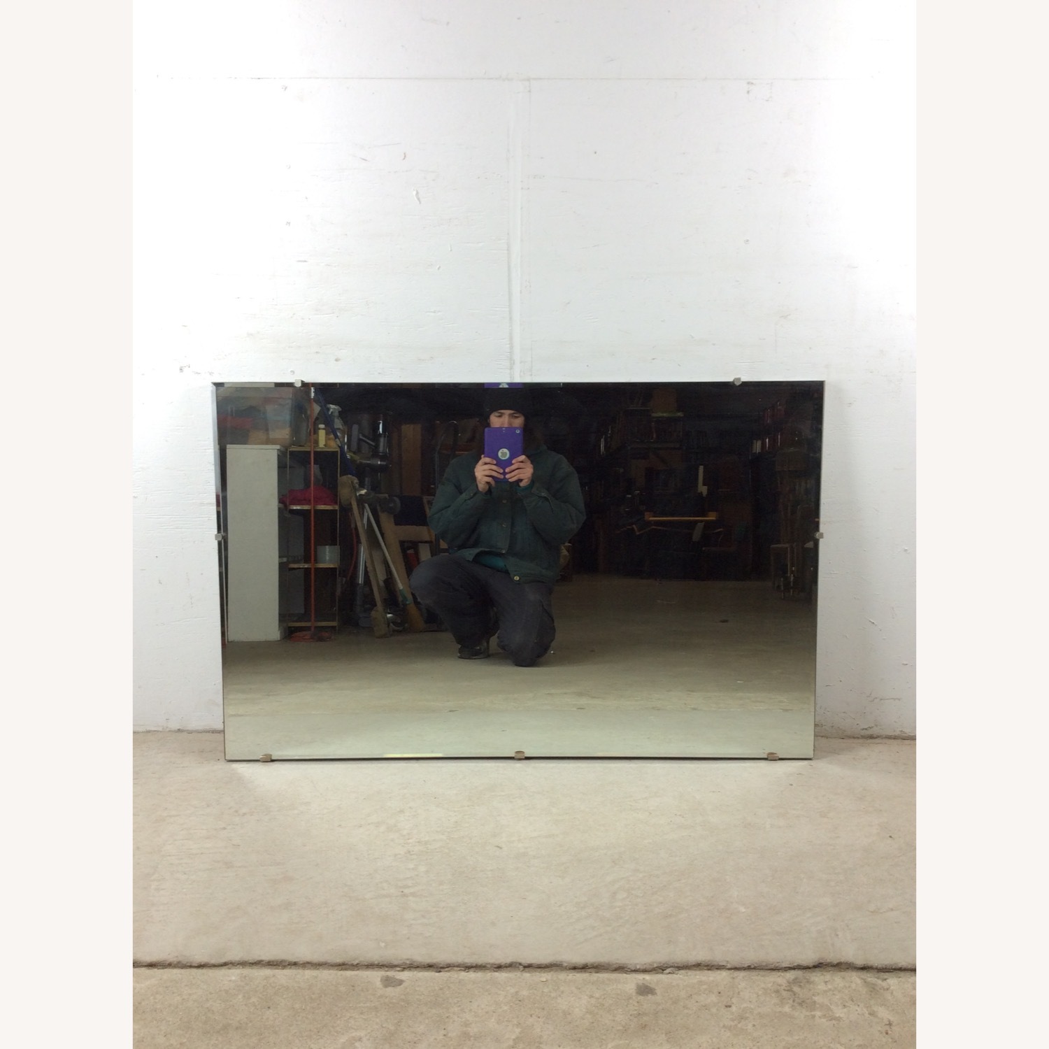 Mid Century Rectangular Mirror with Beveled Edge - image-2