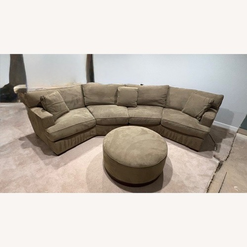 Used Arhaus Green Microsuede 2 Piece Dune Sectional for sale on AptDeco