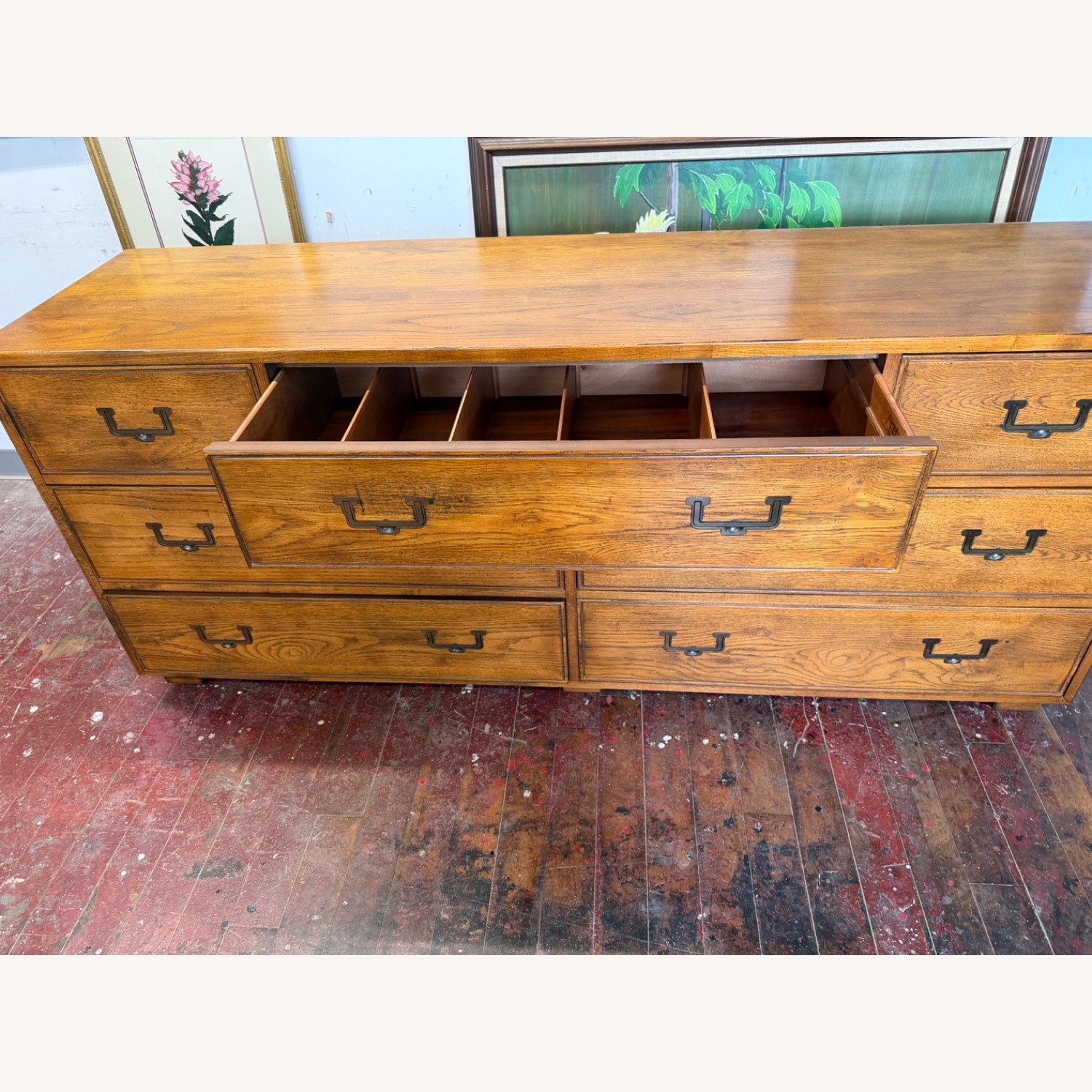 Vintage Henredon Artefacts Campaign Oak Dresser - image-4