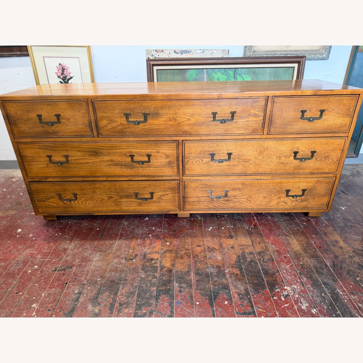 Vintage Henredon Artefacts Campaign Oak Dresser - image-1