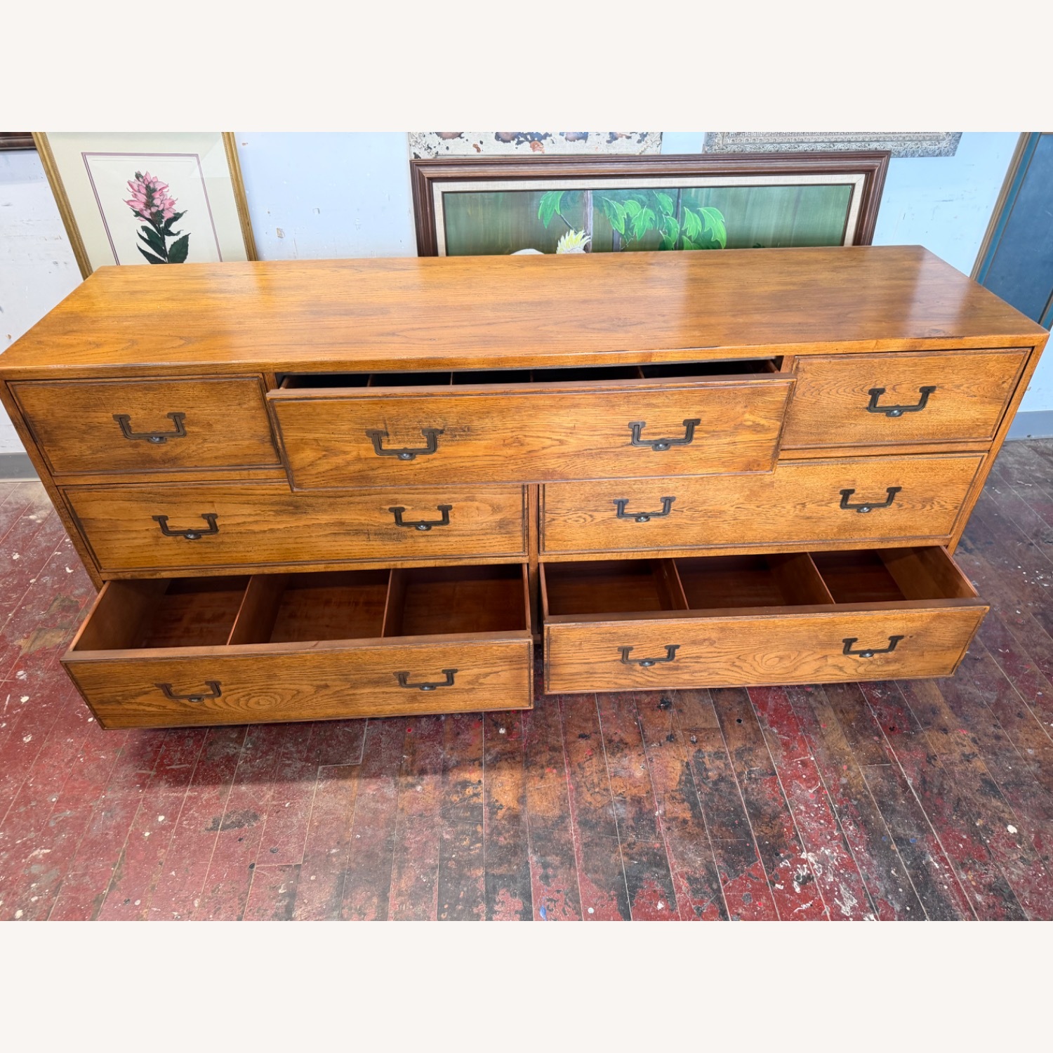 Vintage Henredon Artefacts Campaign Oak Dresser - image-2