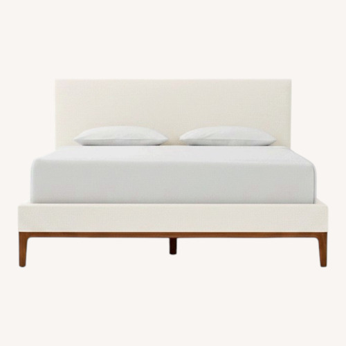 Used West Elm Parker White Upholstered Queen Bed for sale on AptDeco