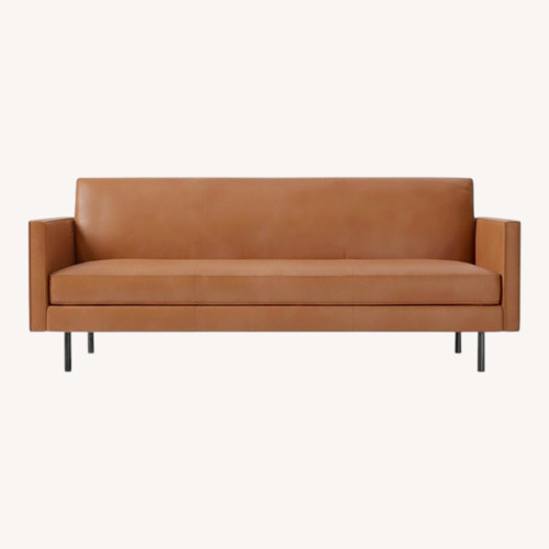 Used West Elm Axel Full Leather Futon Nut, Saddle Leather  for sale on AptDeco