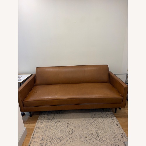Used West Elm Axel Full Leather Futon Nut, Saddle Leather  for sale on AptDeco
