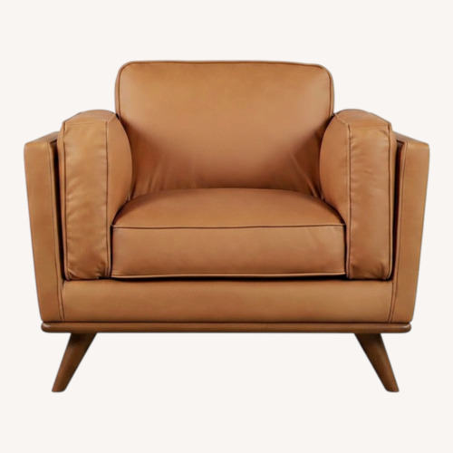 Used West Elm Orange Leather Accent Chair for sale on AptDeco