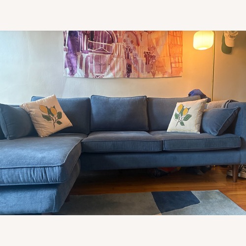 Used AllModern Aaron Blue Sectional for sale on AptDeco