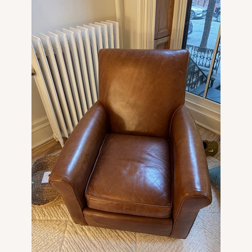 Used Lee Industries Light Brown Leather Armchair for sale on AptDeco