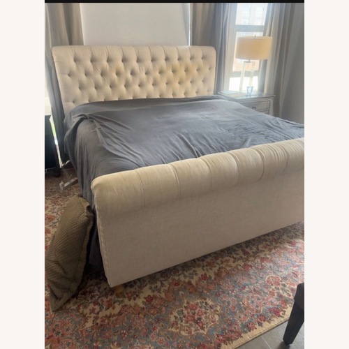 Used Restoration Hardware Chesterfield Natural Fabric King Bed for sale on AptDeco