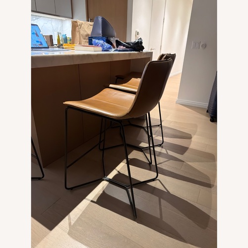 Used West Elm Slope Leather Counter Stools for sale on AptDeco