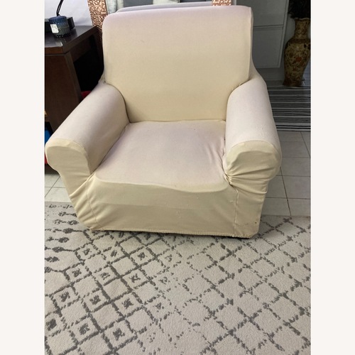 Used Light Brown Fabric Armchair for sale on AptDeco