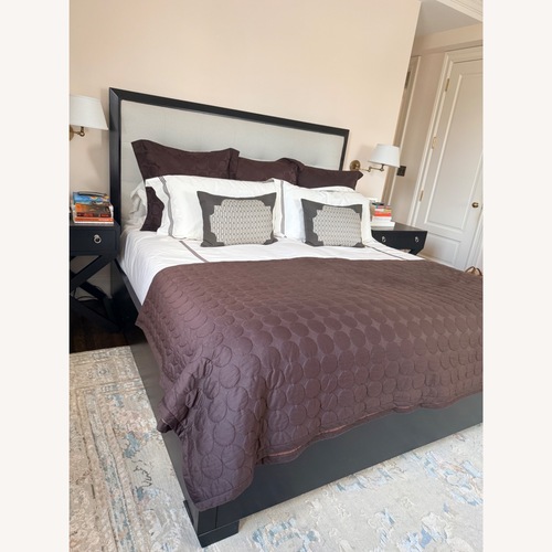 Used Stewart Furniture Custom Black Wood King Bed Frame for sale on AptDeco