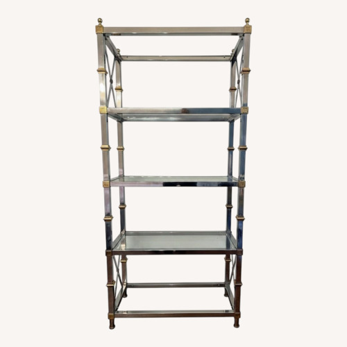 Used Vintage Regency Chrome Brass & Glass Étagère for sale on AptDeco