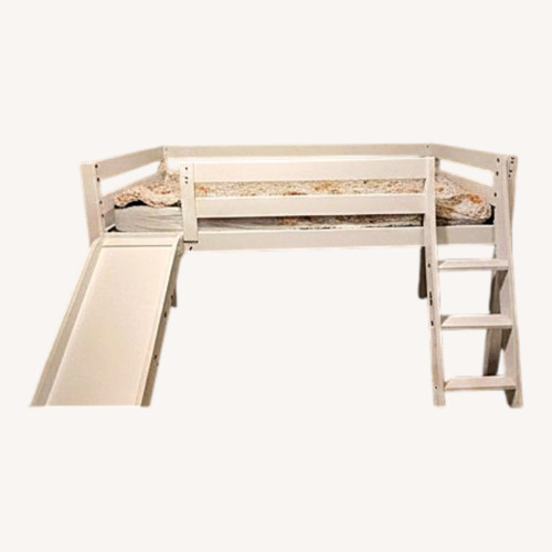 Used White Low Loft Bed With a Slide and Ladder for sale on AptDeco