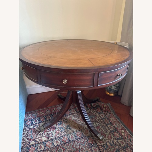 Used Ethan Allen Dark Brown Wood Side Table for sale on AptDeco