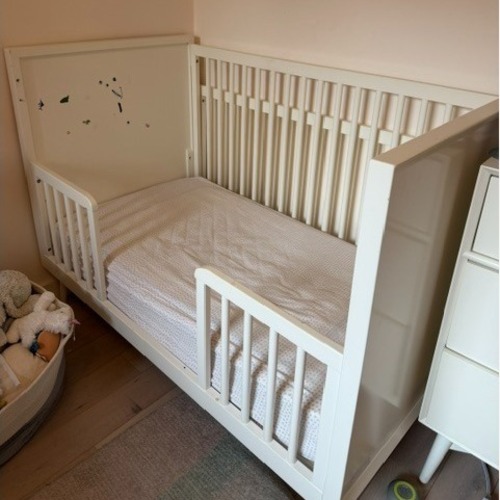 Used Pottery Barn Kids Mid-Century White Wood Crib for sale on AptDeco