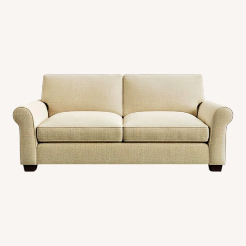 Used Pottery Barn Comfort Roll Sofa Textured Weave Sand 2 Seater Sofa for sale on AptDeco
