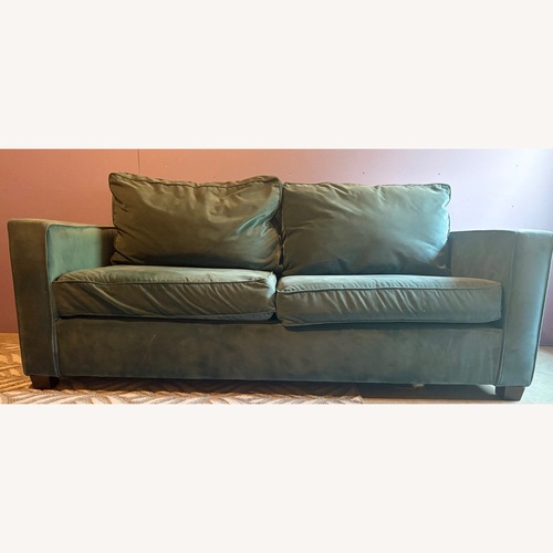 Used West Elm Henry Blue Velvet Henry 2 Seater Sofa for sale on AptDeco