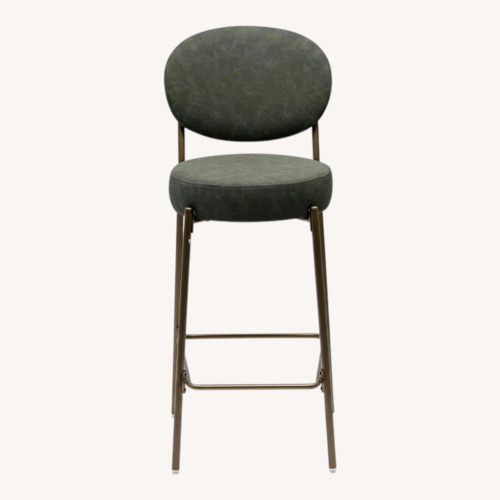 Used Mercer41 Brass and Sage Counter Stools, Set of 4 for sale on AptDeco