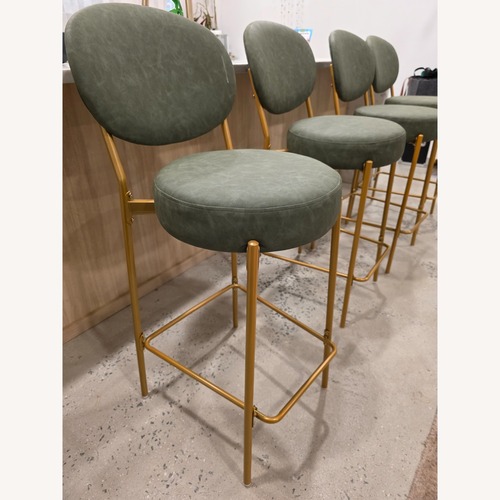 Used Mercer41 Brass and Sage Counter Stools, Set of 4 for sale on AptDeco