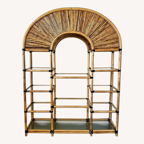Used Vintage Crespi Style Rattan Etagere Bookshelf for sale on AptDeco