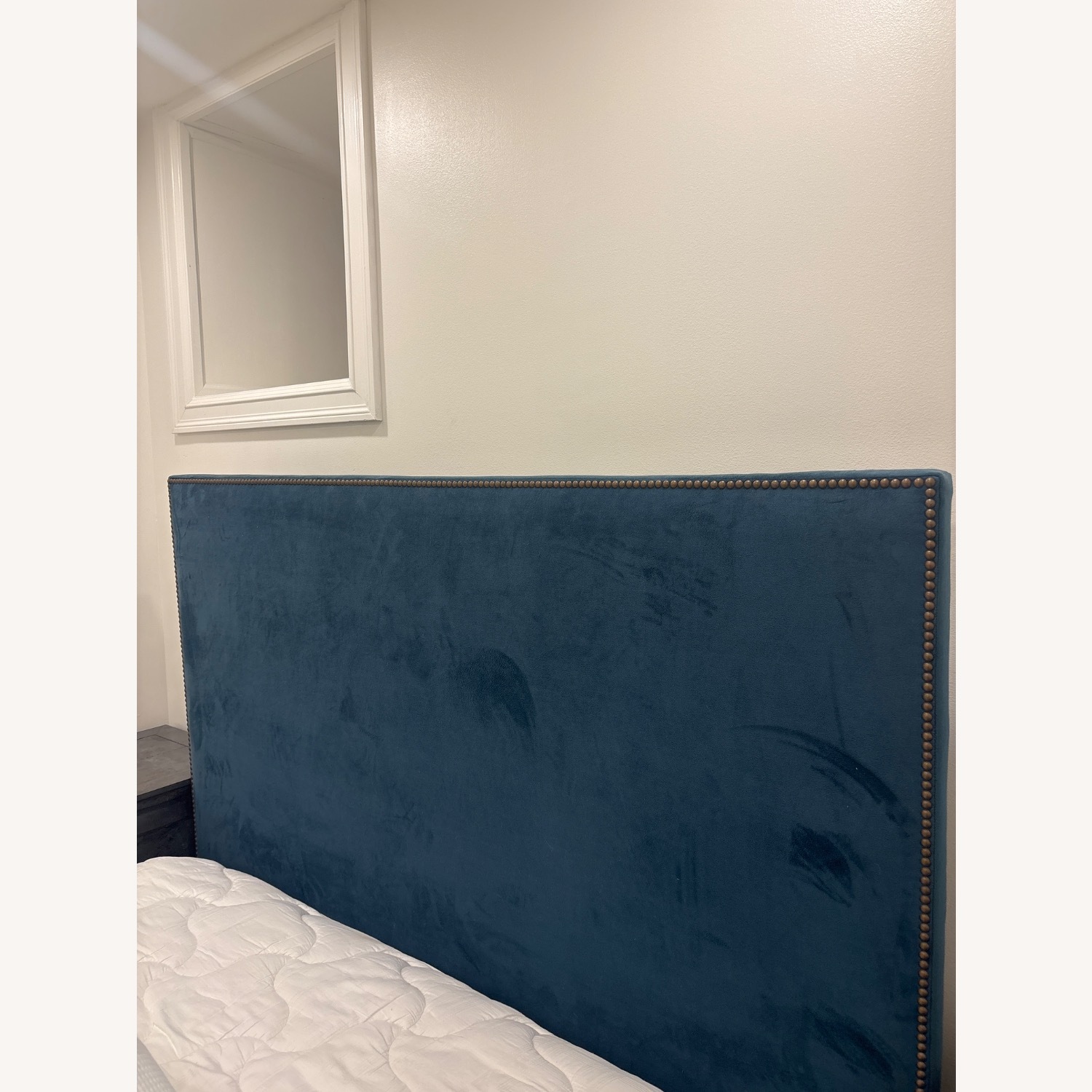 West Elm Blue Velvet Queen Bed - image-3