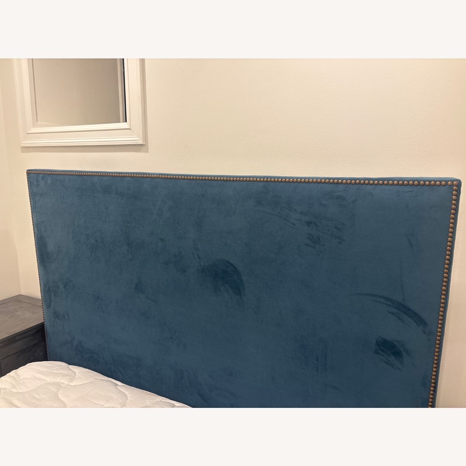 West Elm Blue Velvet Queen Bed - image-2